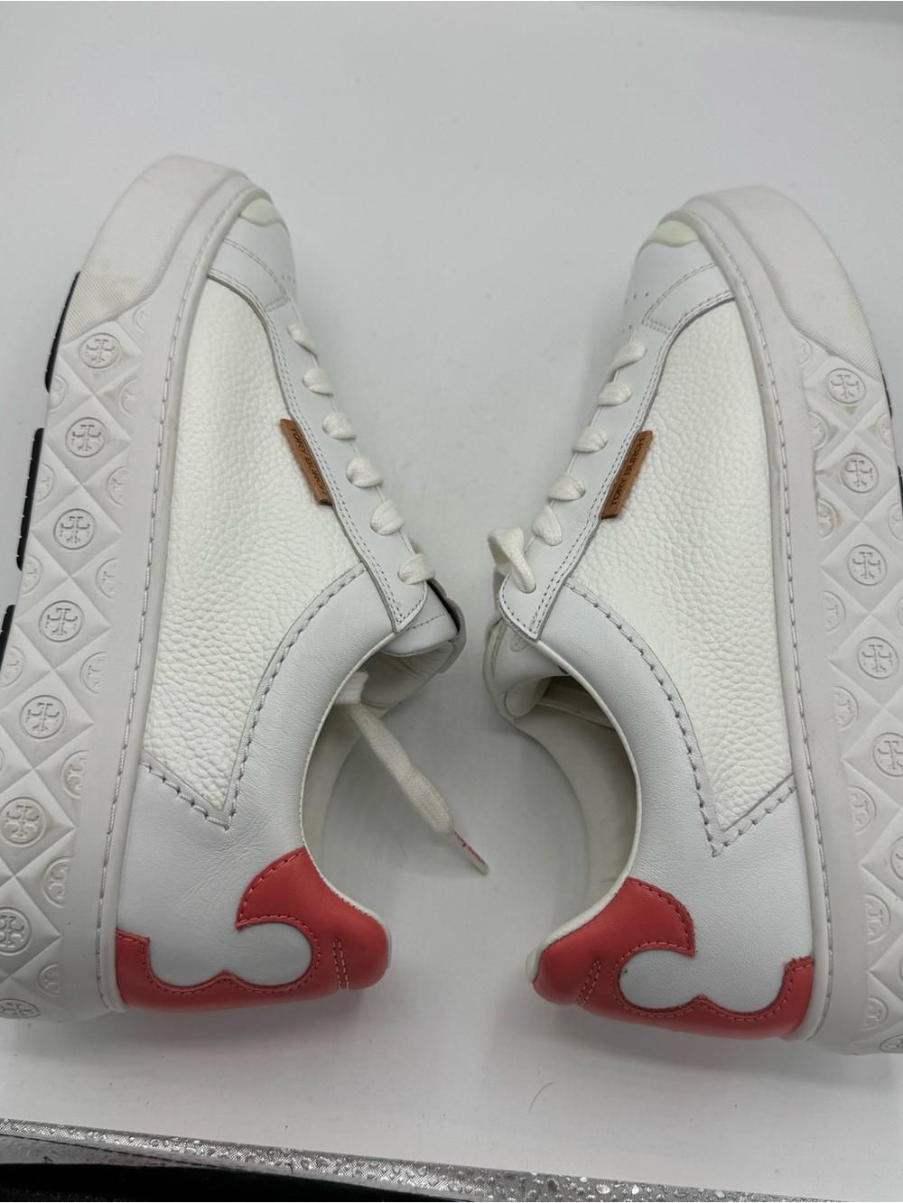 Tory Burch Ladybug Platform Sneakers Titanium‎ White/Washed Berry size 9.5 luxe - Picture 8 of 9